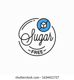 Sugar free logo. Round linear logo of sugar on white background