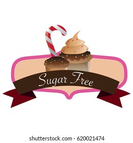 sugar free no sugar add. flat vector illustration