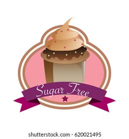 sugar free no sugar add. flat vector illustration