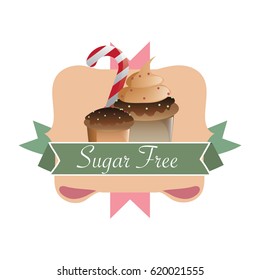 sugar free no sugar add. flat vector illustration