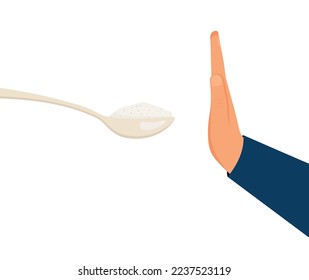 Sugar free. No sugar sign. An Illustration of Forbidden or Prohibition Sign on Different Types of Sweet Food Eps10