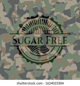 Sugar Free on camouflage pattern. Vector Illustration. Detailed.