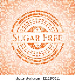 Sugar Free orange tile background illustration. Square geometric mosaic seamless pattern with emblem inside.