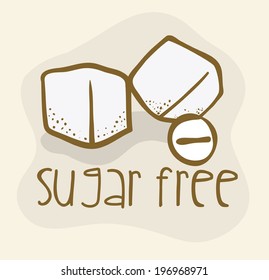 Sugar free over beige background, vector illustration