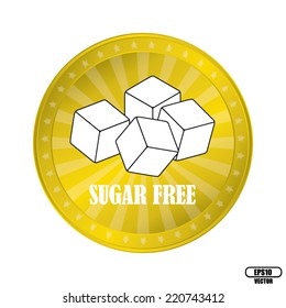Sugar free over yellow background with symbol of sugar, vector illustration 