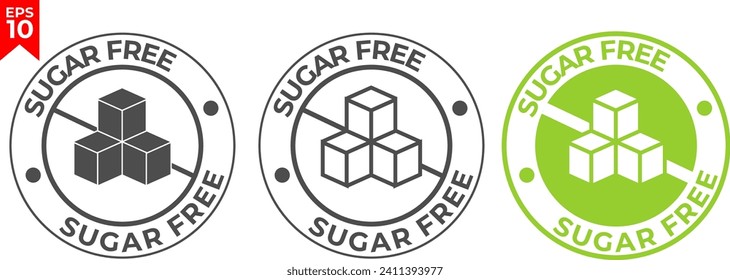 sugar free packaging sticker label icons. Flat design. Vector illustration