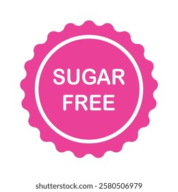 Sugar Free pink stamp Design for Health Conscious and Organic Product. No added sugar symbol, pink badge, tag or emblem isolated in circle design. Diabetic product. Vector illustration EPS 10 