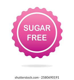 Sugar Free pink stamp Design for Health Conscious and Organic Product. No added sugar symbol, pink badge, tag or emblem isolated in circle design. Diabetic product. Vector illustration EPS 10 