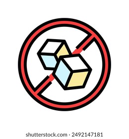 sugar free product label warning color icon vector. sugar free product label warning sign. isolated symbol illustration