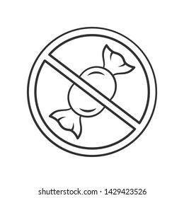 Sugar free product linear icon. Diabetic diet. Thin line illustration. No candies prohibition. Contour symbol. Healthy eating, zero calorie. Vector isolated outline drawing. Editable stroke