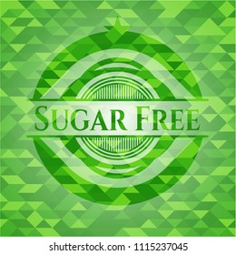 Sugar Free realistic green emblem. Mosaic background