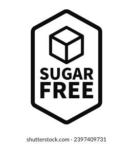 Sugar Free Sign In Black Line Hexagonal Shape For Label Product Warranty Guarantee Information Business Marketing
