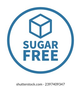 Sugar Free Sign In Blue Line Circle Shape For Label Product Warranty Guarantee Information Business Marketing
