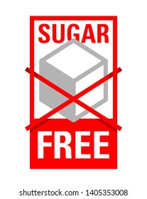 Sugar free sign - crossed sugar cube - sticker for composition visualization of food products - isolated vector emblem