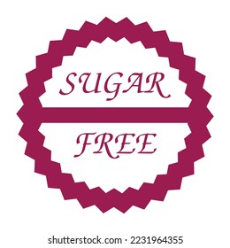 Sugar Free sign label.  Vector in circle icon. Sugar free logo design template illustration. Soft Purple Background.