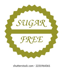 Sugar Free sign label.  Vector in circle icon. Sugar free logo design template illustration. Green Background.