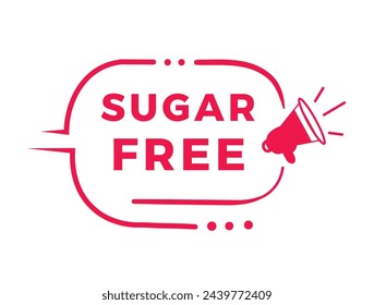 Sugar free sign, red badge for banner flat style. Vector design template.