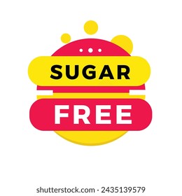 Sugar free sign, red label banner flat style. Vector design for advertising.