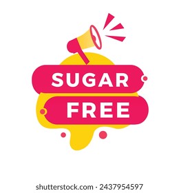 Sugar free sign, red ribbon for banner flat style. Vector design template.