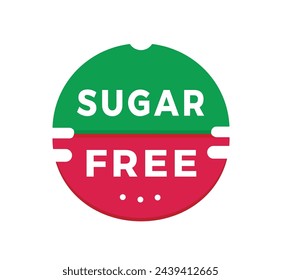 Sugar free sign, red sticker for banner flat style. Vector design template.