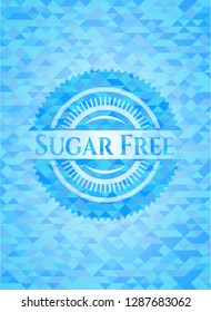Sugar Free sky blue emblem with triangle mosaic background