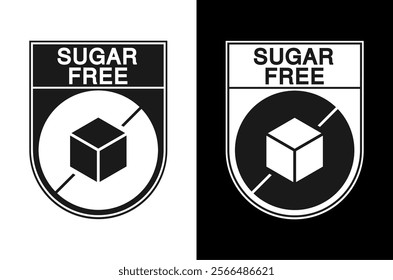 Sugar Free stamp Icon, Vector Symbol Illustration.circular and rectangular shape with sugar cube