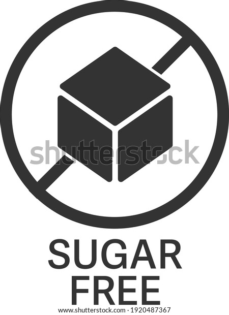 sugar free symbol or label with sugar cube
vector illustration