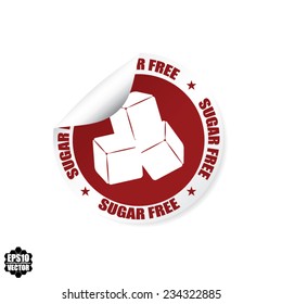 Sugar Free Text And Cube Sugar Sign On Red Label, Stamp, Sticker and Symbol On White Background : Vector