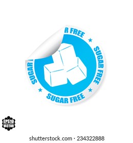 Sugar Free Text And Cube Sugar Sign On Blue Sky Label, Stamp, Sticker and Symbol On White Background : Vector