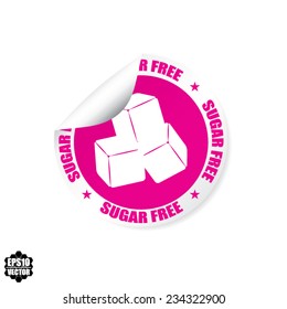 Sugar Free Text And Cube Sugar Sign On Red Label, Stamp, Sticker and Symbol On White Background : Vector