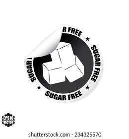Sugar Free Text And Cube Sugar Sign On Black Label, Stamp, Sticker and Symbol On White Background : Vector