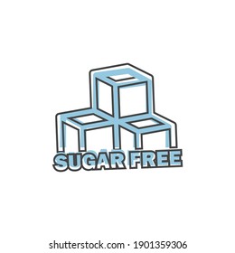 Sugar free vector icon. Sugar cubes cartoon style on cartoon style on white isolated background.