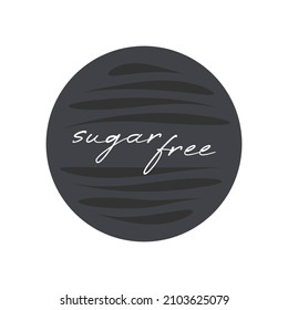 Sugar Free vector icon. Gray white isolated sign. Circle symbol for food, product sticker, label, diabetes, design element