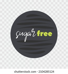Sugar Free vector icon. Gray white green isolated label on transparent background. Circle symbol for food, product sticker, diabetes, diet, design element