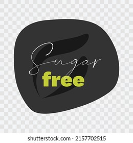 Sugar Free vector icon. Isolated label on transparent background. Gray green white symbol for food, product sticker, diabetes, diet, healthy eating, design element
