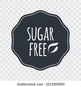 Sugar Free vector icon. Isolated grey white label on transparent background. Symbol for food, product, sticker, diabetes, diet, design element