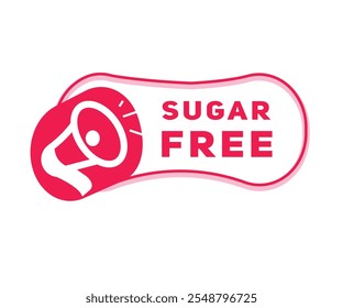 Sugar free vector icon megaphone, banner symbol modern design badge. Red graphic sign.