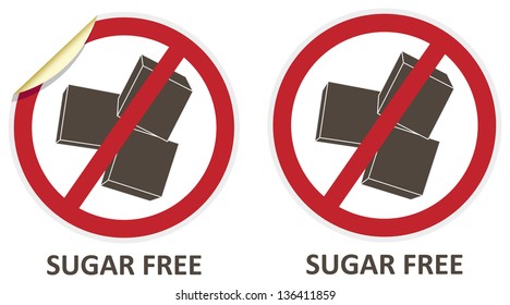 Sugar free vector stickers and icons for allergen free products