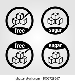 Sugar free vectorized icon, food icon set with and without sugar.