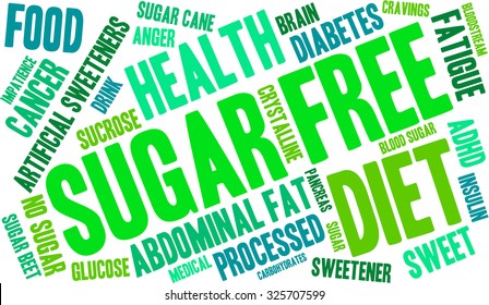 Sugar Free word cloud on a white background. 
