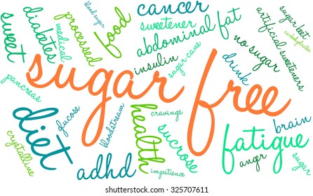 Sugar Free word cloud on a white background. 