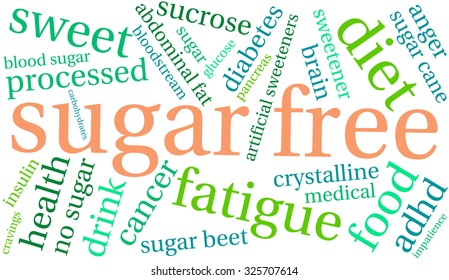 Sugar Free word cloud on a white background. 