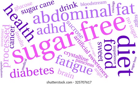 Sugar Free word cloud on a white background. 