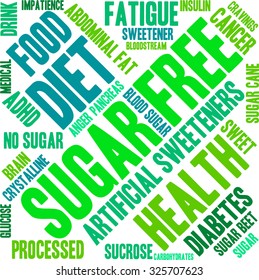 Sugar Free word cloud on a white background. 