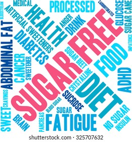 Sugar Free word cloud on a white background. 
