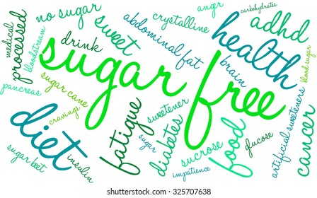 Sugar Free word cloud on a white background. 