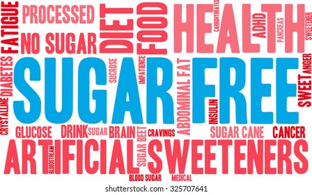 Sugar Free word cloud on a white background. 