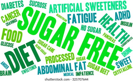Sugar Free word cloud on a white background. 