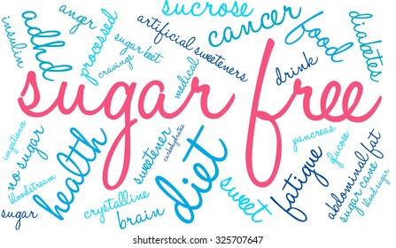 Sugar Free word cloud on a white background. 