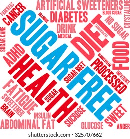 Sugar Free word cloud on a white background. 